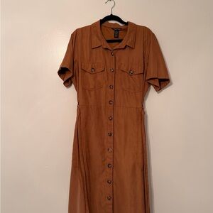 Women's Brown Button-Up Dress